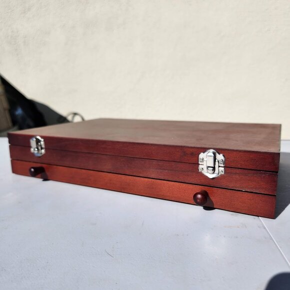 NEW LARGE Wood Box Art Kit Painting Drawing Supplies Set School Storage Box Org - Picture 8 of 16